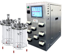15L dual unjacketed bioreactors with standard flow controller for biofuel process development